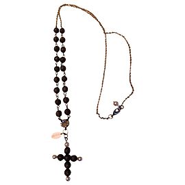 Colar de Cruz Twin Set com Pérolas de Metal e Pérola Branca Bronze Bronze