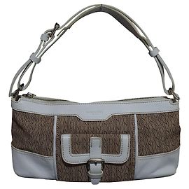 Pollini Leather and Cloth Handbag White Multicolour White Multiple colors