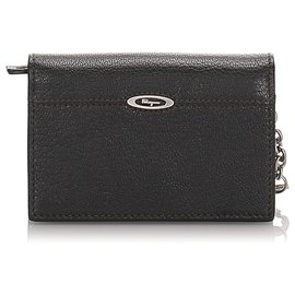 Autre Marque-Ferragamo Black Leather Coin Pouch-Black