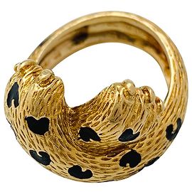 Anello Fred "Ombre feline" in oro giallo e smalto. Altro