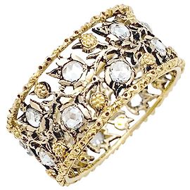 Buccellati model band ring2 File Foglie Morette "two golds, diamants. Other