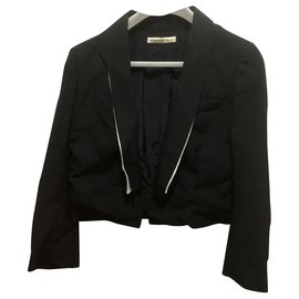 Balenciaga-Cropped tux style jacket-Black