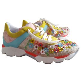 Baskets Rene Caovilla Multicolore en Tissu Multicolore