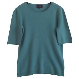 CAROLL 100% Kaschmir. Juwel Ton grün. T-Shirt-Form. Größe S. Grün Dunkelgrün