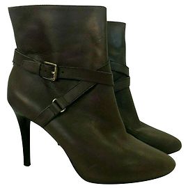 Botins de couro cinza Ralph Lauren Cinza