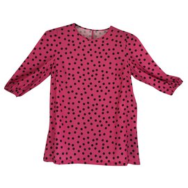 Top de seda rosa com bolinhas pretas Dolce & Gabbana Rosa