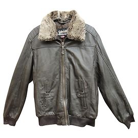 Schott men's leather jacket, size L, made in USA Dark brown