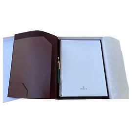 DOCUMENT HOLDER & WRITING NOTEBOOK & ROLEX PEN Brown