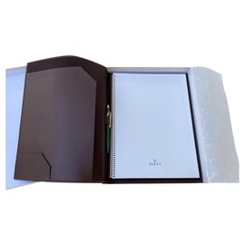 PORTA DOCUMENTI E NOTEBOOK E PENNA ROLEX Marrone