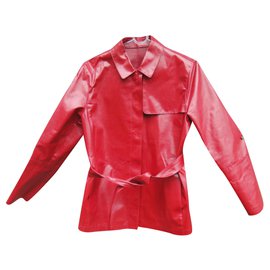 Burberry-burberry t leather jacket 40-Red