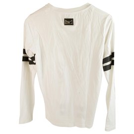 Philipp Plein-Philipp Plein Junior White with black Cotton longsleeve shirt for boys or girls-Black,White