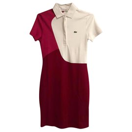 Lacoste Vestidos Blanco Fucsia