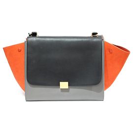 Borsa a trapezio Céline Nero Arancione Grigio
