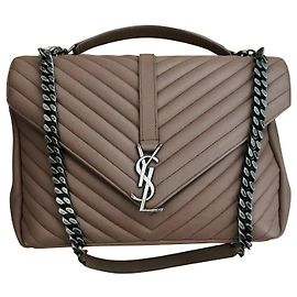 Bolso College Monogram Saint Laurent Gris pardo Marrón claro