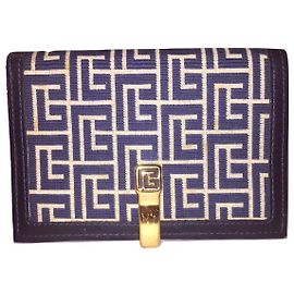 PIERRE BALMAIN portefeuille monogram Bleu Blanc cassé