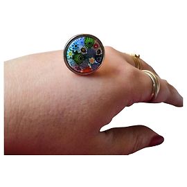 Hermoso anillo Longchamp en plata y murano Plata
