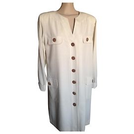 Robe Yves Saint Laurent Eggshell en viscose Blanc cassé