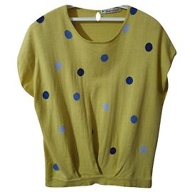Autre Marque Mansted Gelber Baumwoll Oversize Pullover mit kurzen Ärmeln Mehrfarben Gelb