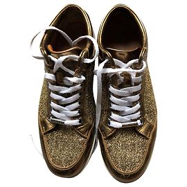 Baskets Jimmy Choo Miami dorées en cuir Doré Bronze