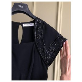 Christian Dior-embellished black dress-Black