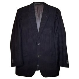 Burberry-London Classic Gary Wool 100 Veste de costume à rayures noires Blazer-Noir