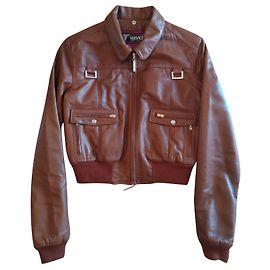 Giacca biker donna Versace Marrone