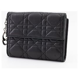 Lady Dior mini wallet in black Cannage lambskin Black