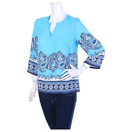 Cynthia Rowley Bluse Weiß Blau Polyester Größe S Weiß Blau