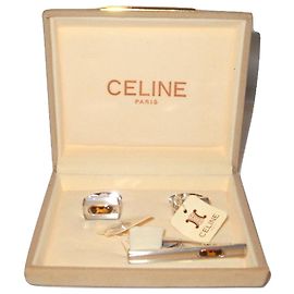 Céline CELINE vintage cufflinks Black Silvery Yellow
