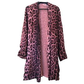 Bata de pijama Roberto Cavalli de seda con estampado de leopardo Multicolor