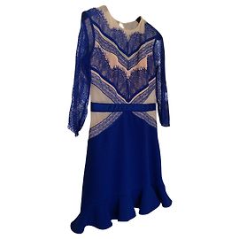 Three Floors Fashion Minikleid mit blauen Spitzendetails Blau