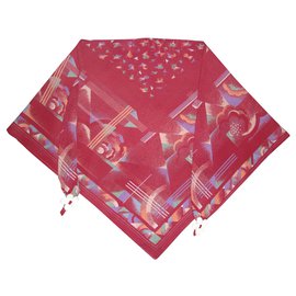 inconnue Mantón de algodón multicolor burdeos triangular Multicolor