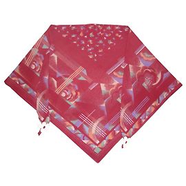 inconnue Sciarpa in cotone multicolore bordeaux triangolare Multicolore