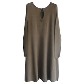 Twin Set robe midi en pure soie et viscose Taupe