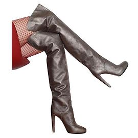 Sergio Rossi Oberschenkelstiefel Silber