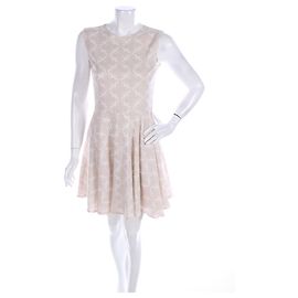 Vestido Diane Von Furstenberg Branco e Bege de Algodão Branco Bege
