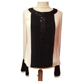 Edward Achour Sequined Shirt Black Eggshell Polyester 36 Black Eggshell