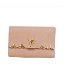 Louis Vuitton-Louis Vuitton Pink Taurillon Capucines Wallet-Pink,Golden