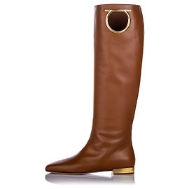 Salvatore Ferragamo Stivale con tacco a specchio in pelle di vitello marrone Ferragamo Marrone