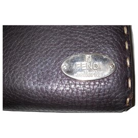 Fendi-FENDI Selleria leather wallet-Brown