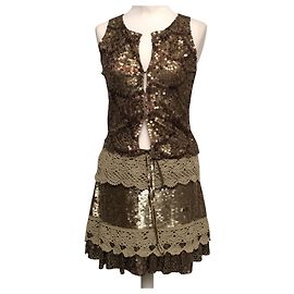Conjunto de saia e colete Pinko cáqui Caqui