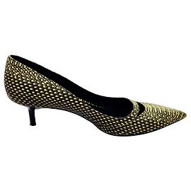 Kurt Geiger Kitten Heels Black Gold Patterned Leather Black Golden