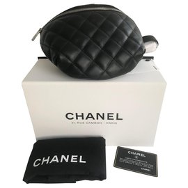 Chanel-Riñonera negra de piel de cordero Chanel . neuf-Negro