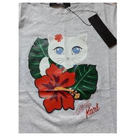 Karl Lagerfeld-T-shirt "Hawaii Choupette" di Lagerfeld-Grigio