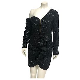 Self portrait Robe à paillettes Noir