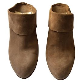 Janet & Janet Clogs Mules Beige Wildleder Leder 35 Beige