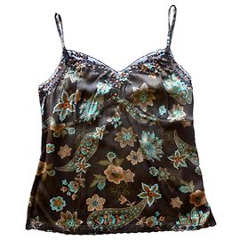 Luisa Spagnoli silk top with sequins brown Brown Multiple colors