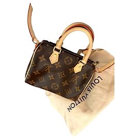 Bolsa de mão Louis Vuitton Nano Speedy em couro marrom Marrom