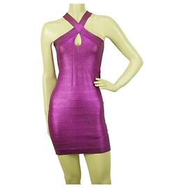 PINKO Purple Stretch Bodycon Mini Length Viscose Elastan Sleevless Dress sz S Purple