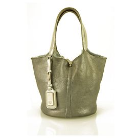 Ugg Silver Leather Mini Fur Mini Bag Small Pouch Grab Handbag Gris